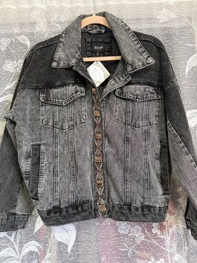 Stoosh black/grey corduroy denim jean jacket